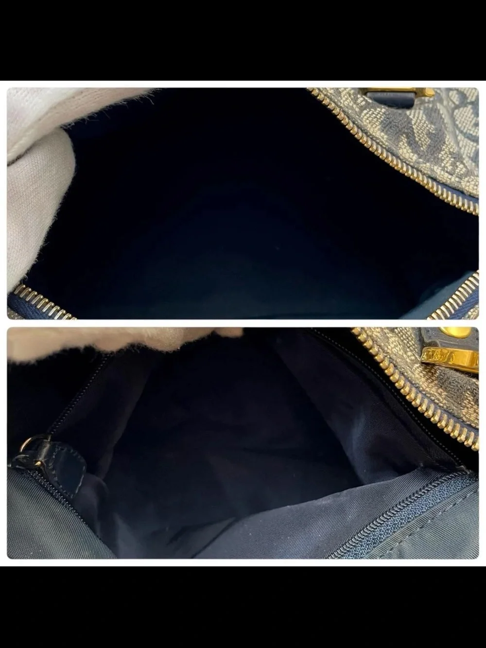 Dior Navy and Beige Monogram Satchel